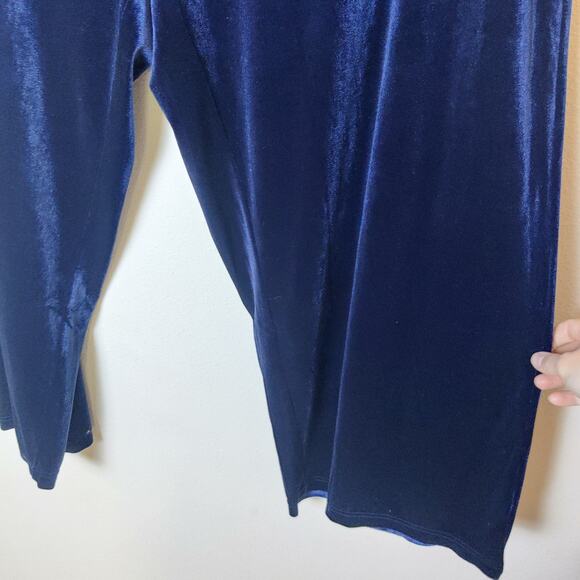 Modcloth Blue Velvet Evening Smoking Jacket Wide Leg Pant Suit 3X 4X Loungewear - Picture 8 of 13